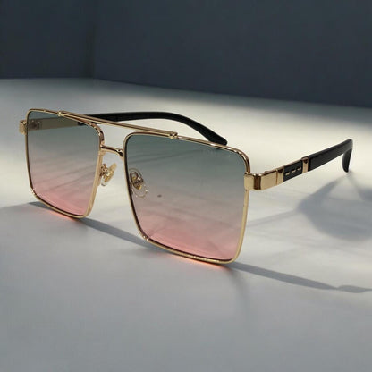 Retro Rectangular Aviator Sunglasses | Metal Sun Glasses